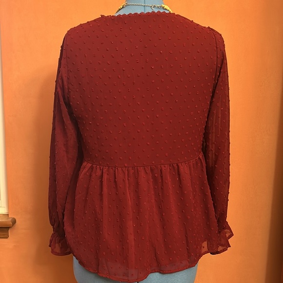 Andree by Unit Dot Blouse Maroon/Burgundy Medium - Picture 5 of 10